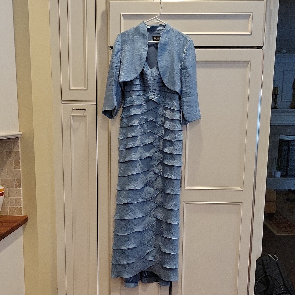 Adrianna Papell Light Blue Layered Dress with Jacket